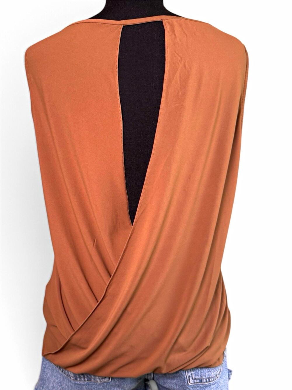 Paperwhite Brown Keyhole Tank Top Sleeveless Blouse Women’s Small S